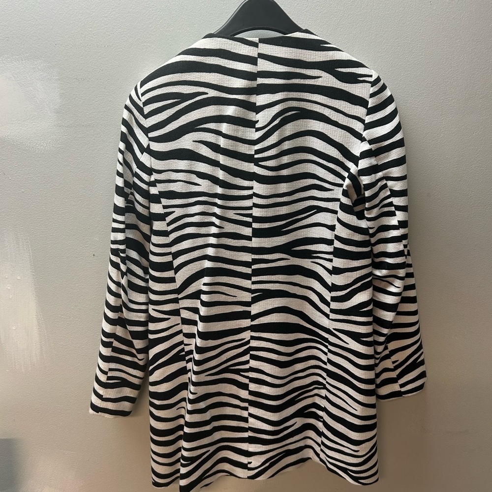 Talbots Black and White Zebra Print Dress Coat - Picture 2 of 5
